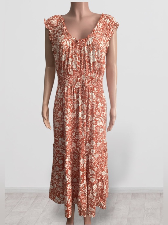 Lucky Brand Dresses & Skirts - Lucky Brand Floral Tiered Sleeveless Dress Ruffle Details Smocked Waist size XL